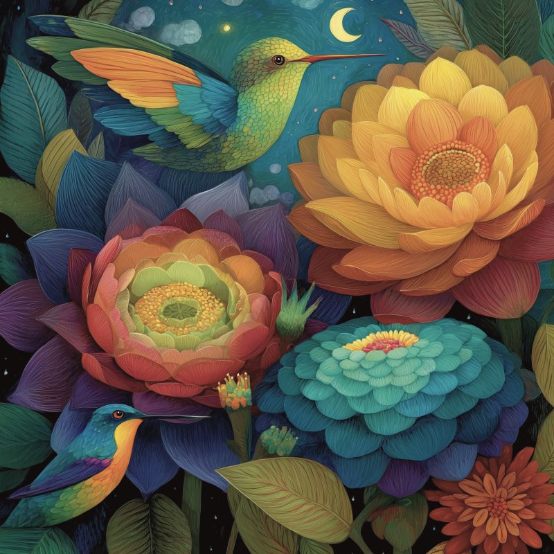 Hummingbirds And Blossoms