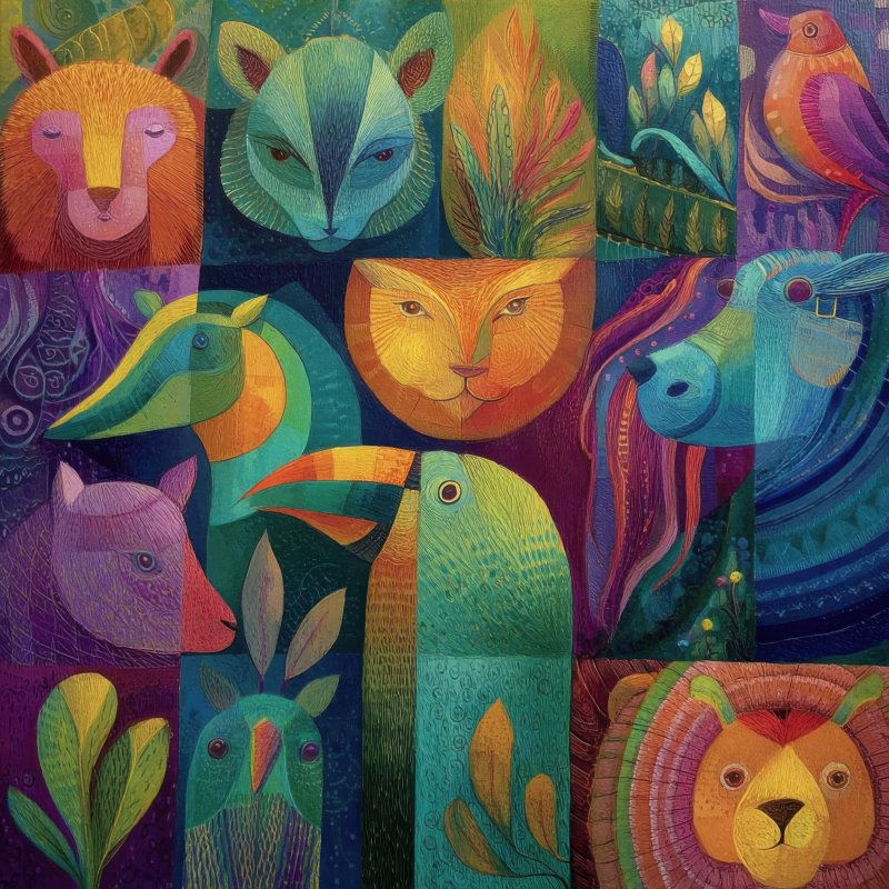 Colorful Animal Mosaic